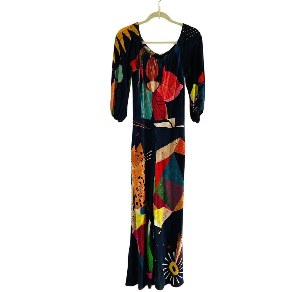 Farm Rio Anthropologie Jumpsuit XS Petite Off Shoulder Wide Leg - Picture 2 of 9